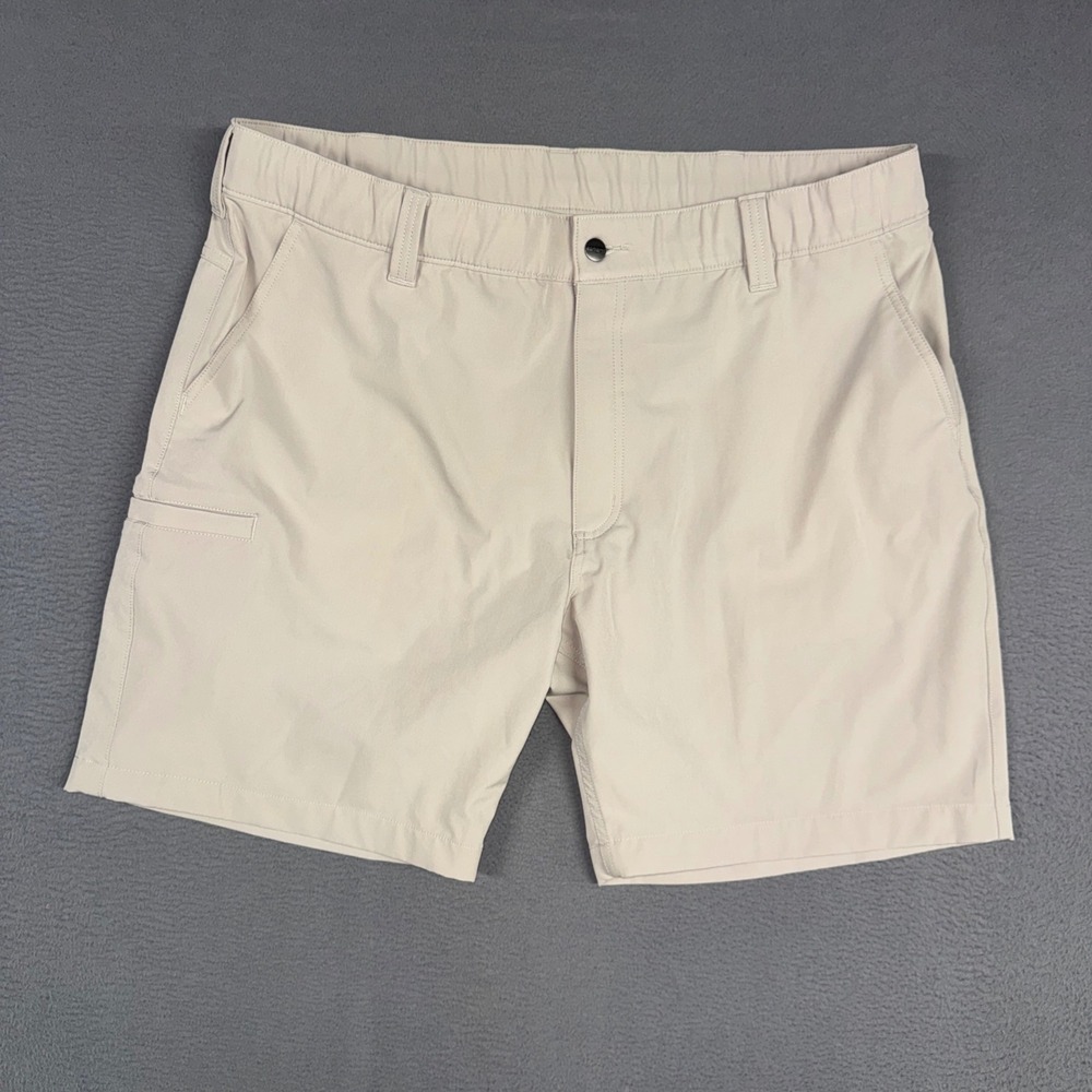 Carhartt Shorts Mens XL Beige Force Sun Defender Relaxed Fit Stretch Utility